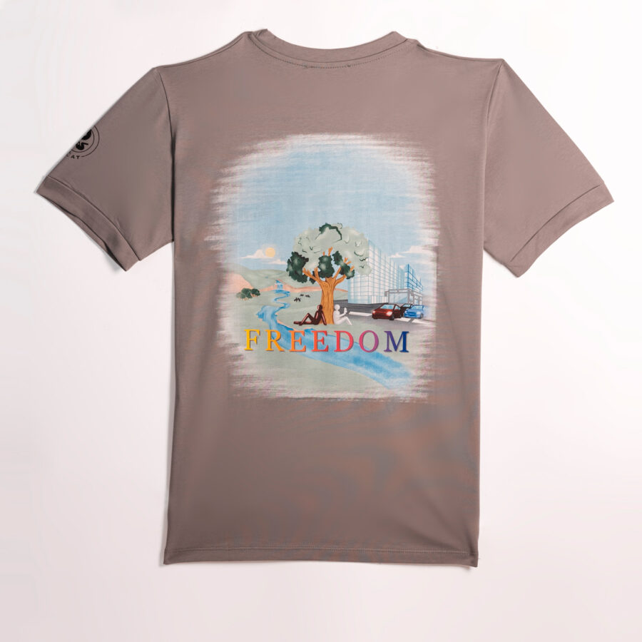 T-shirt Collo a V Stampa Albero - immagine 3