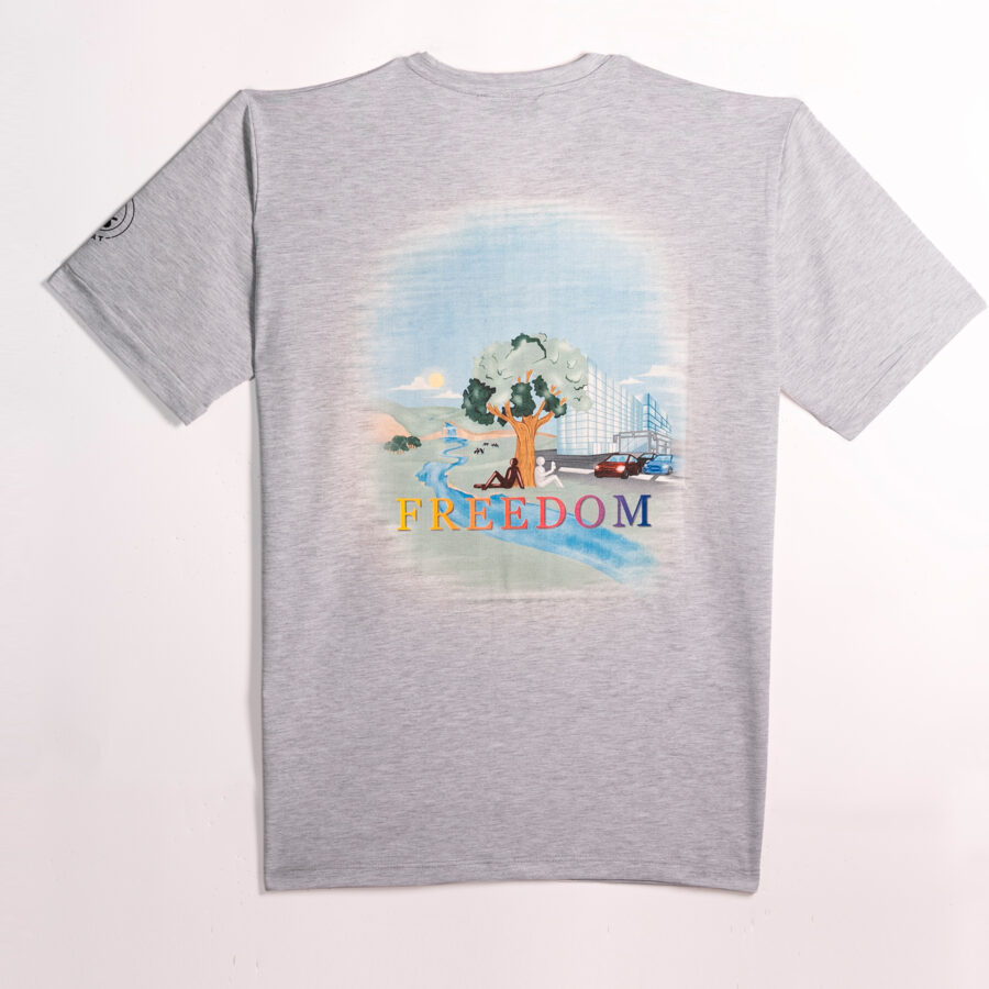 T-shirt Collo a V Stampa Albero