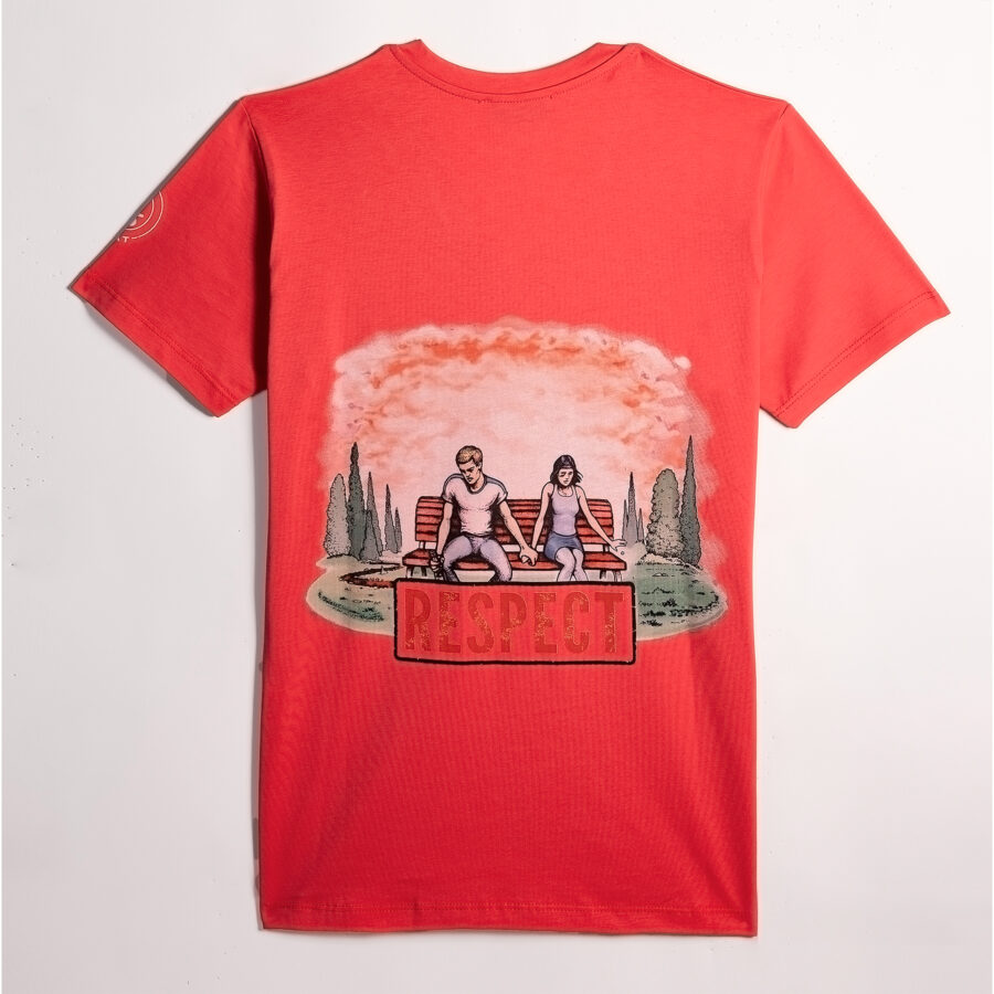 T-shirt Collo a V Stampa Panchina - immagine 3